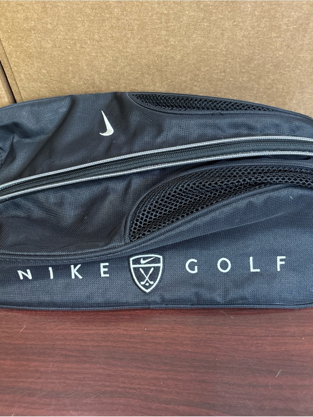 Nike Golf Shoe Bag Golf Balls Shag Zip Vented Black Travel W Handle
